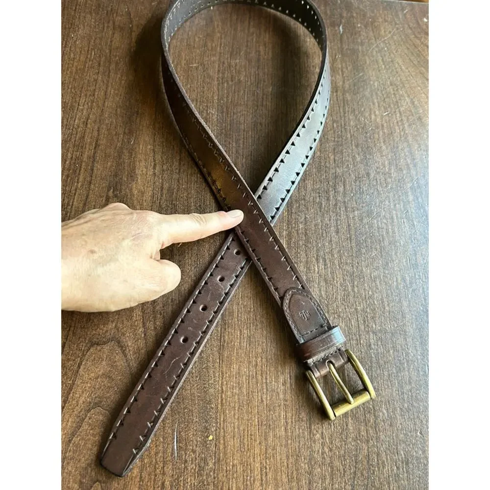 vintage Lauren Ralph Lauren brown leather belt triangle laser-cut edge women 30